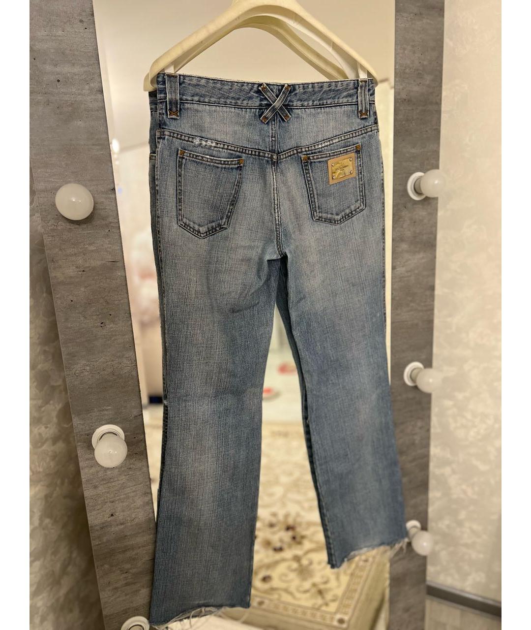 DOLCE&GABBANA Голубые хлопковые прямые джинсы, фото 2