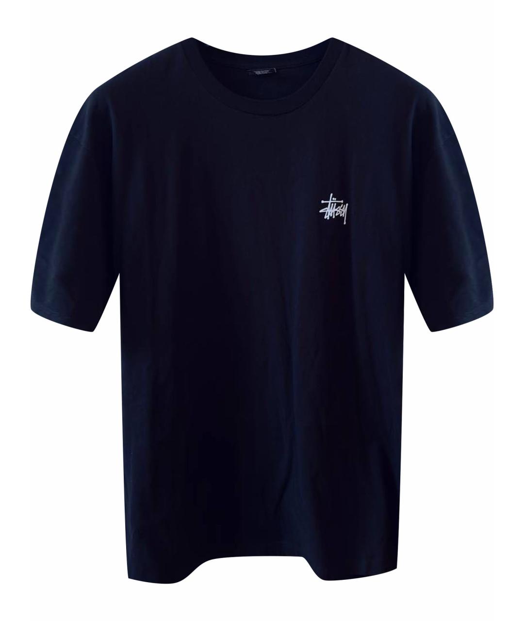 STUSSY Черная хлопковая футболка, фото 1