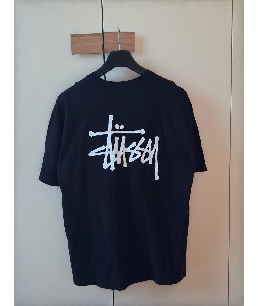 STUSSY Черная хлопковая футболка, фото 2