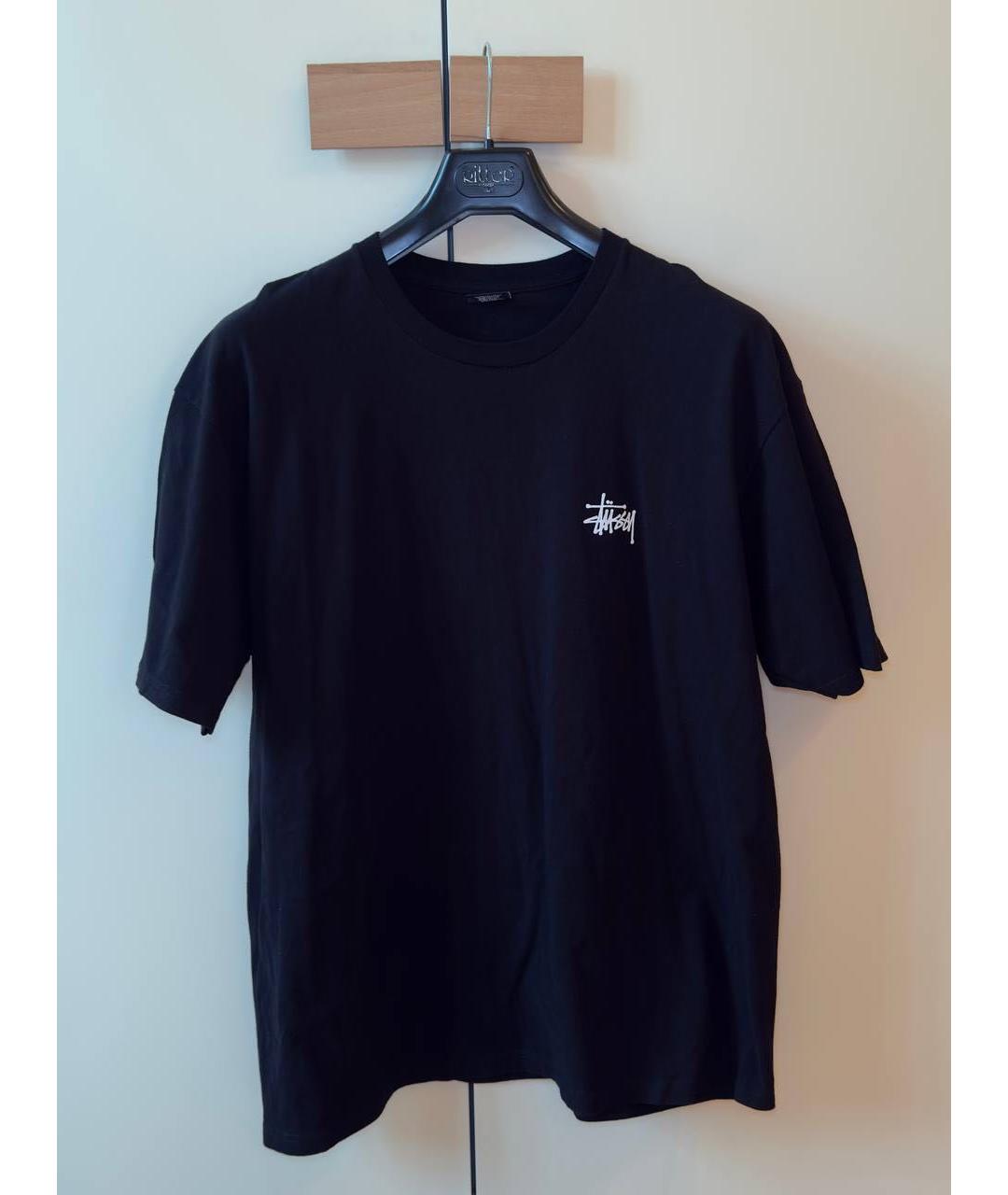STUSSY Черная хлопковая футболка, фото 3
