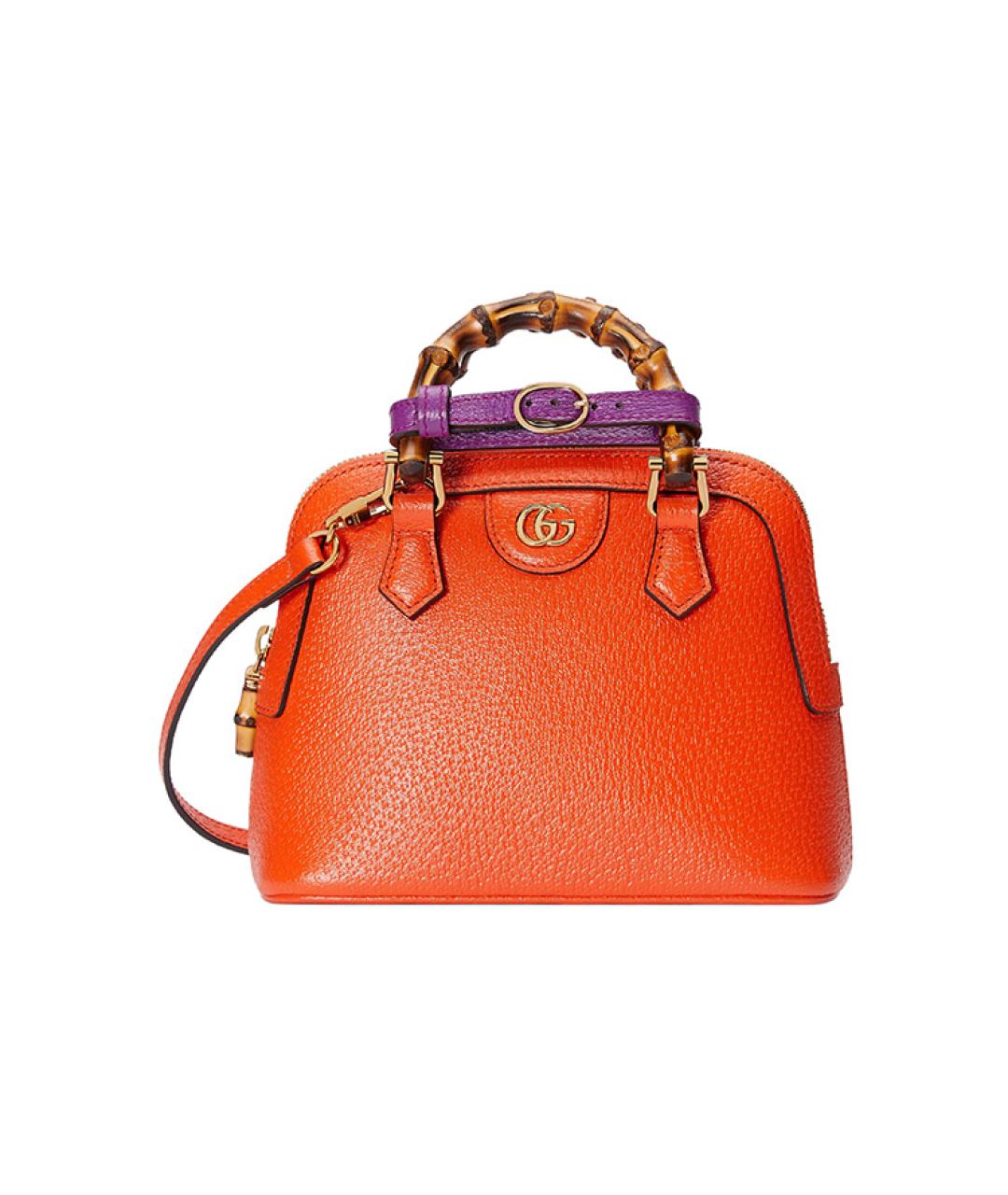 GUCCI Оранжевая кожаная сумка с короткими ручками, фото 1