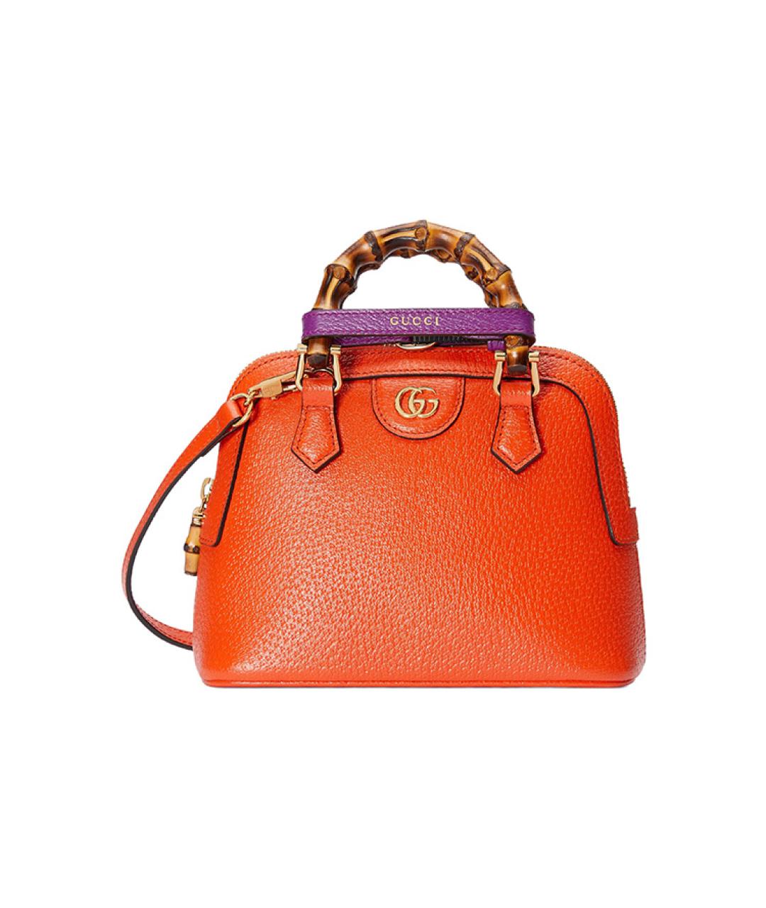 GUCCI Оранжевая кожаная сумка с короткими ручками, фото 2