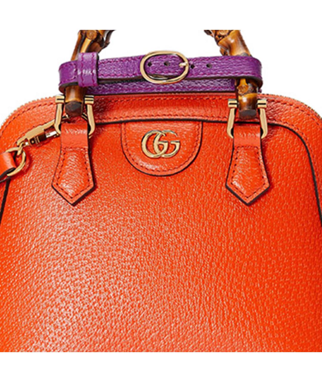 GUCCI Оранжевая кожаная сумка с короткими ручками, фото 9