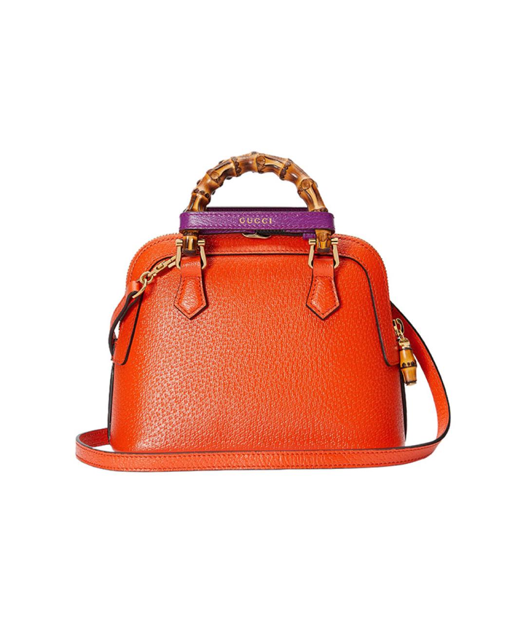GUCCI Оранжевая кожаная сумка с короткими ручками, фото 5