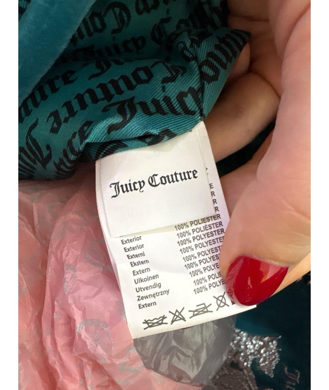 JUICY COUTURE Голубая бархатная сумка тоут, фото 5