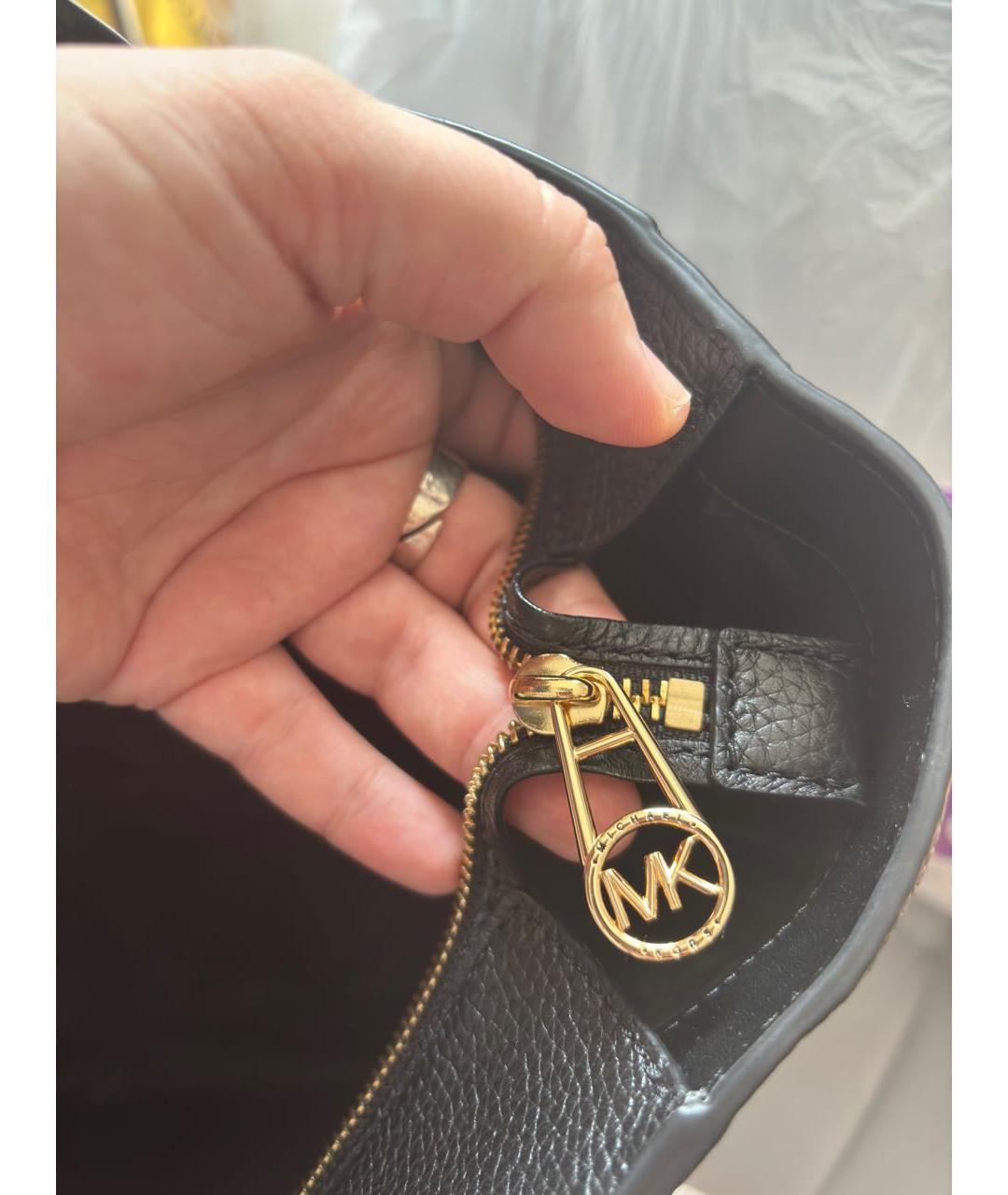 MICHAEL MICHAEL KORS Черная кожаная сумка тоут, фото 6
