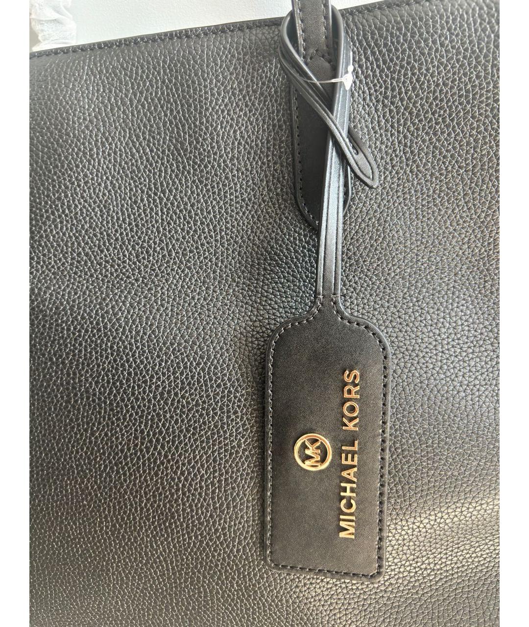 MICHAEL MICHAEL KORS Черная кожаная сумка тоут, фото 7
