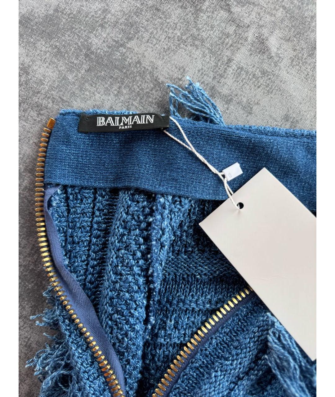 BALMAIN Голубая хлопковая юбка миди, фото 3