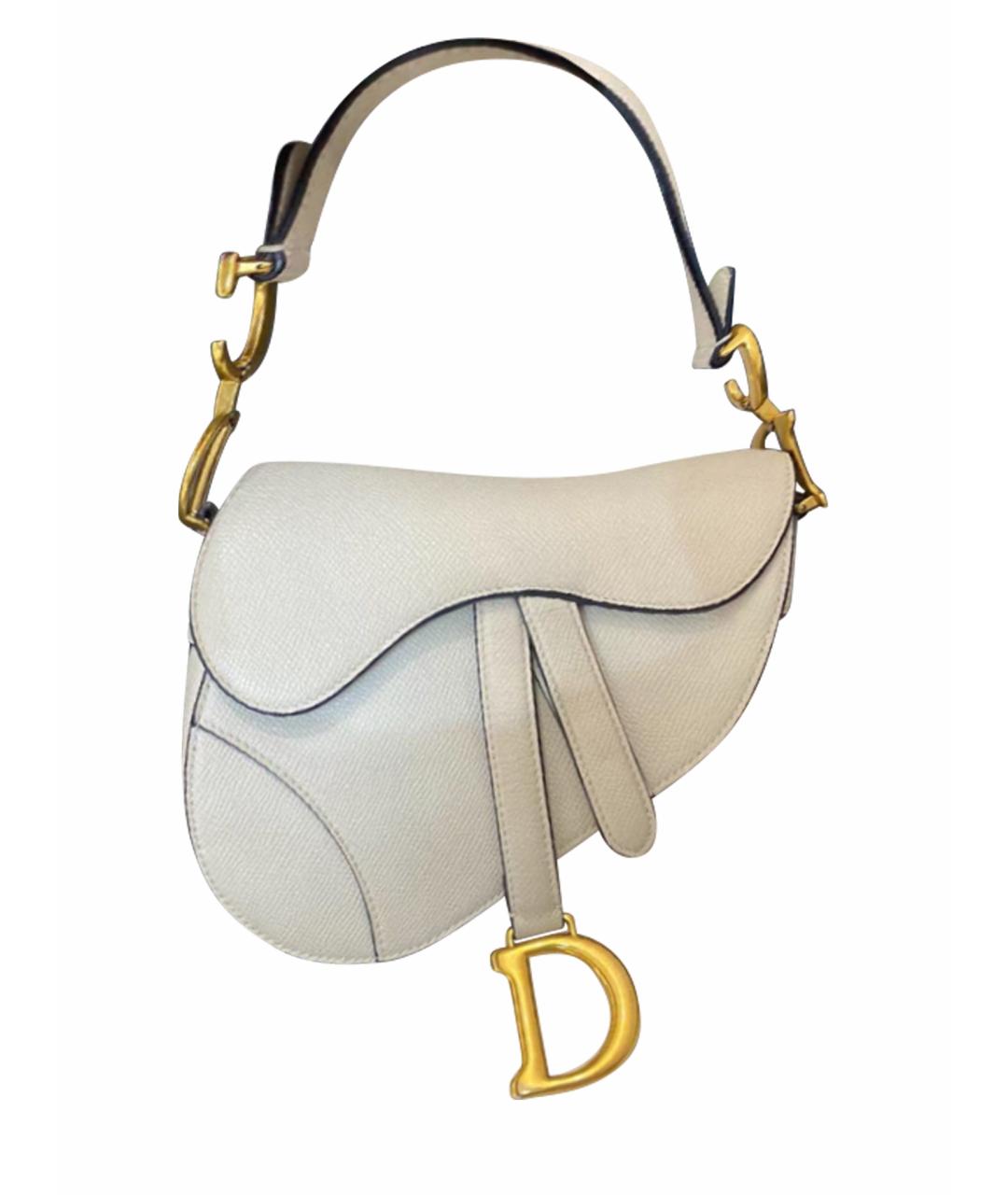 CHRISTIAN DIOR Белая кожаная сумка через плечо, фото 1