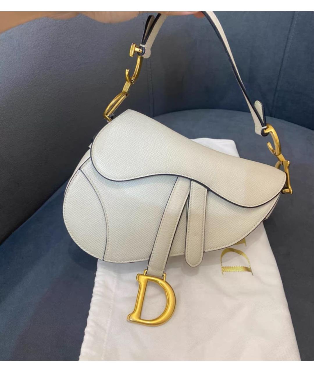 CHRISTIAN DIOR Белая кожаная сумка через плечо, фото 7