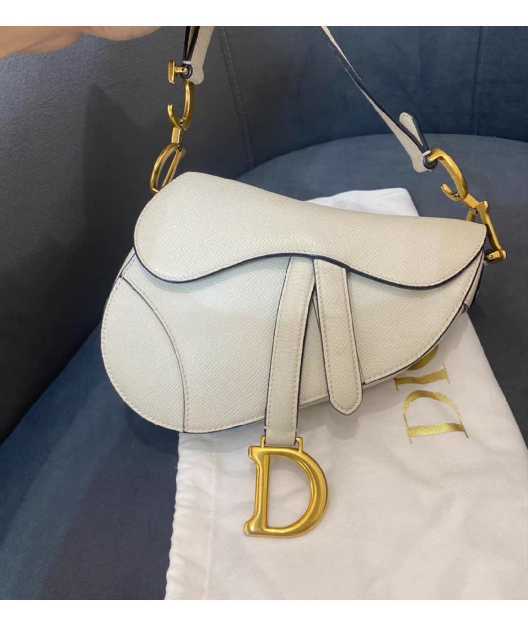 CHRISTIAN DIOR Белая кожаная сумка через плечо, фото 2
