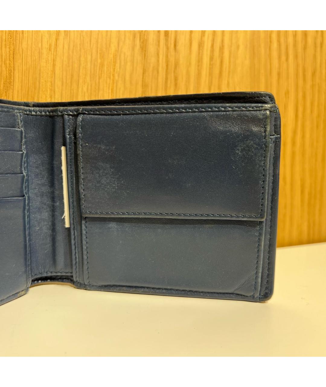 BOTTEGA VENETA Темно-синий кожаный кошелек, фото 4