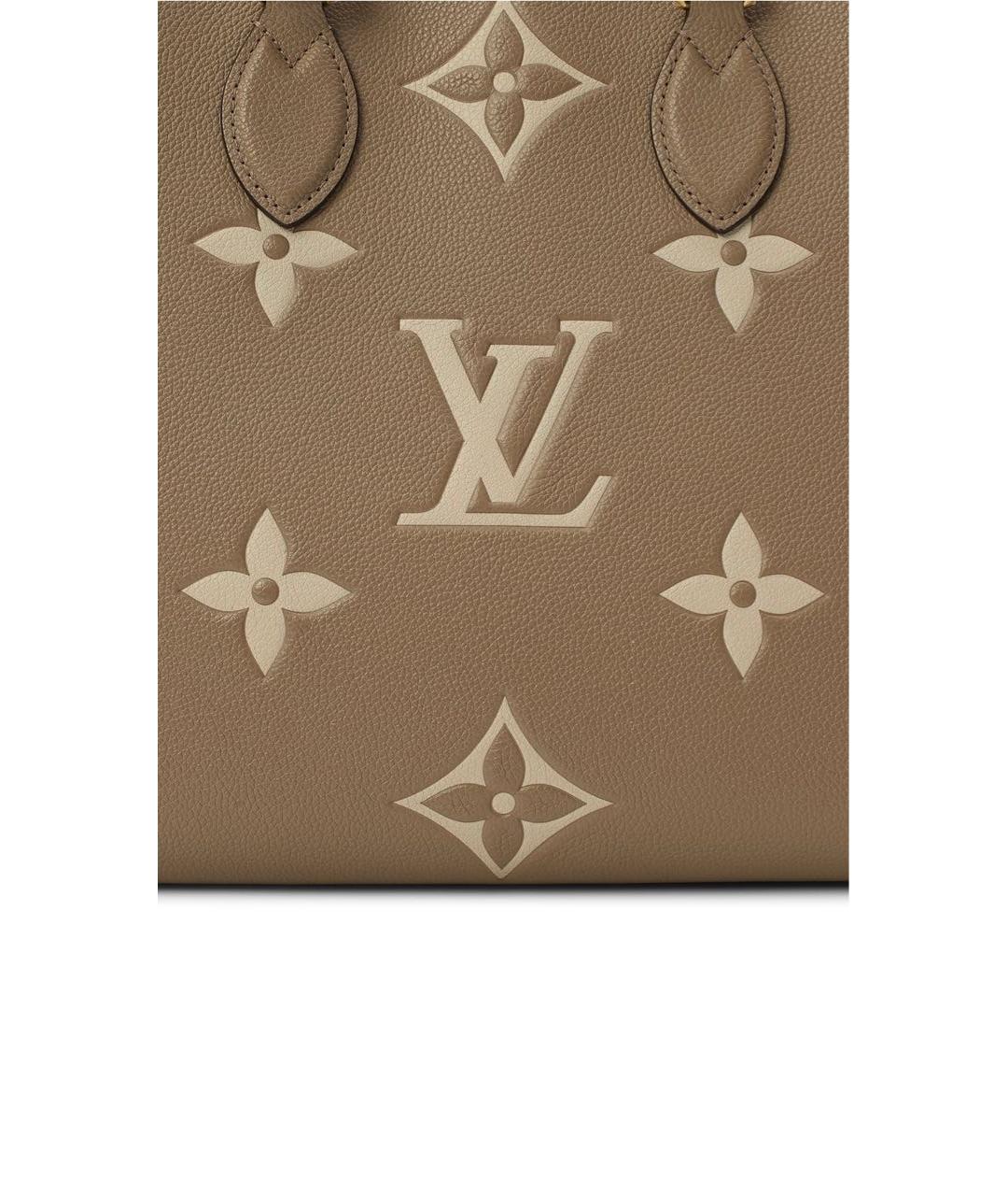 LOUIS VUITTON Бежевая кожаная сумка тоут, фото 4