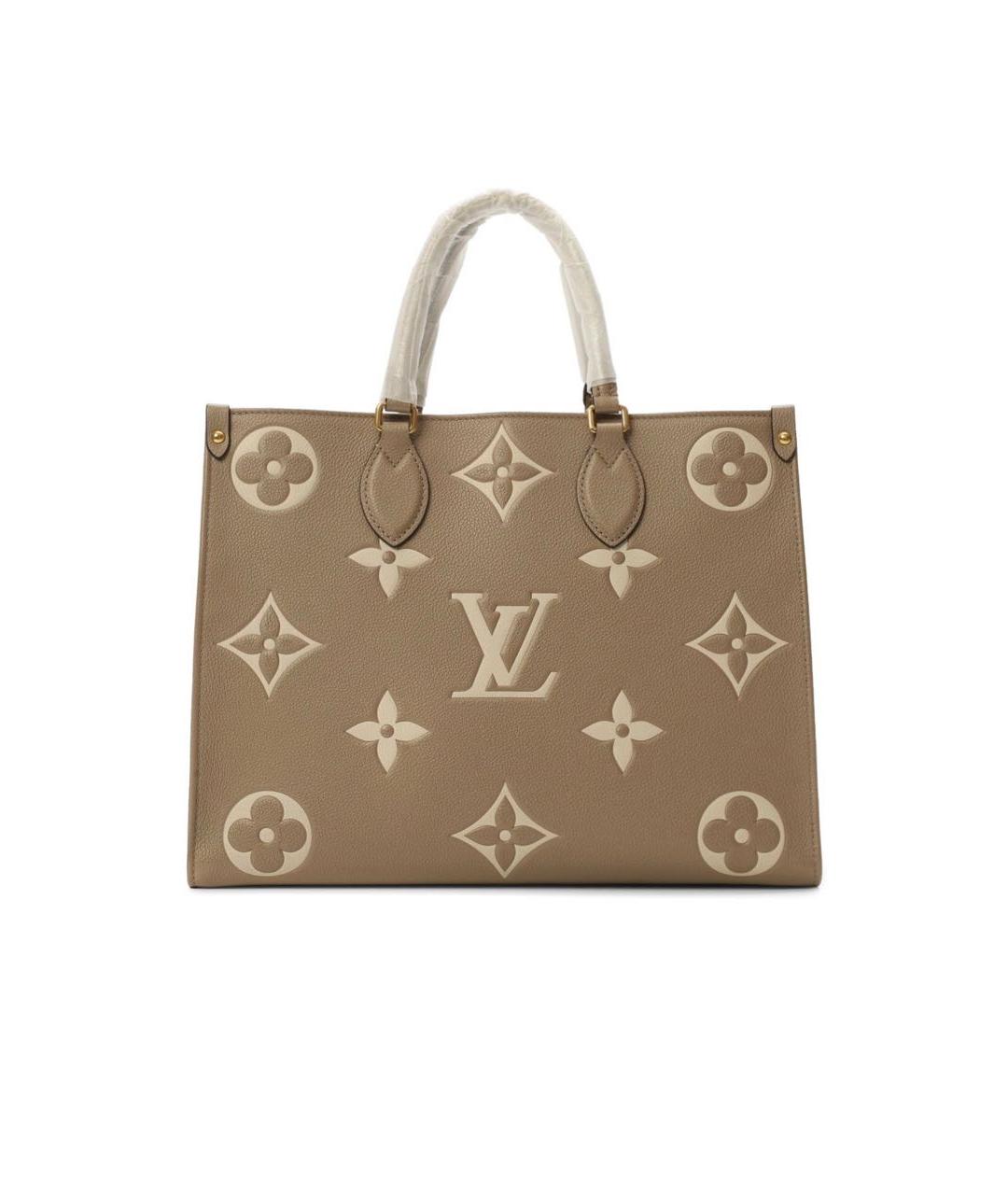 LOUIS VUITTON Бежевая кожаная сумка тоут, фото 1