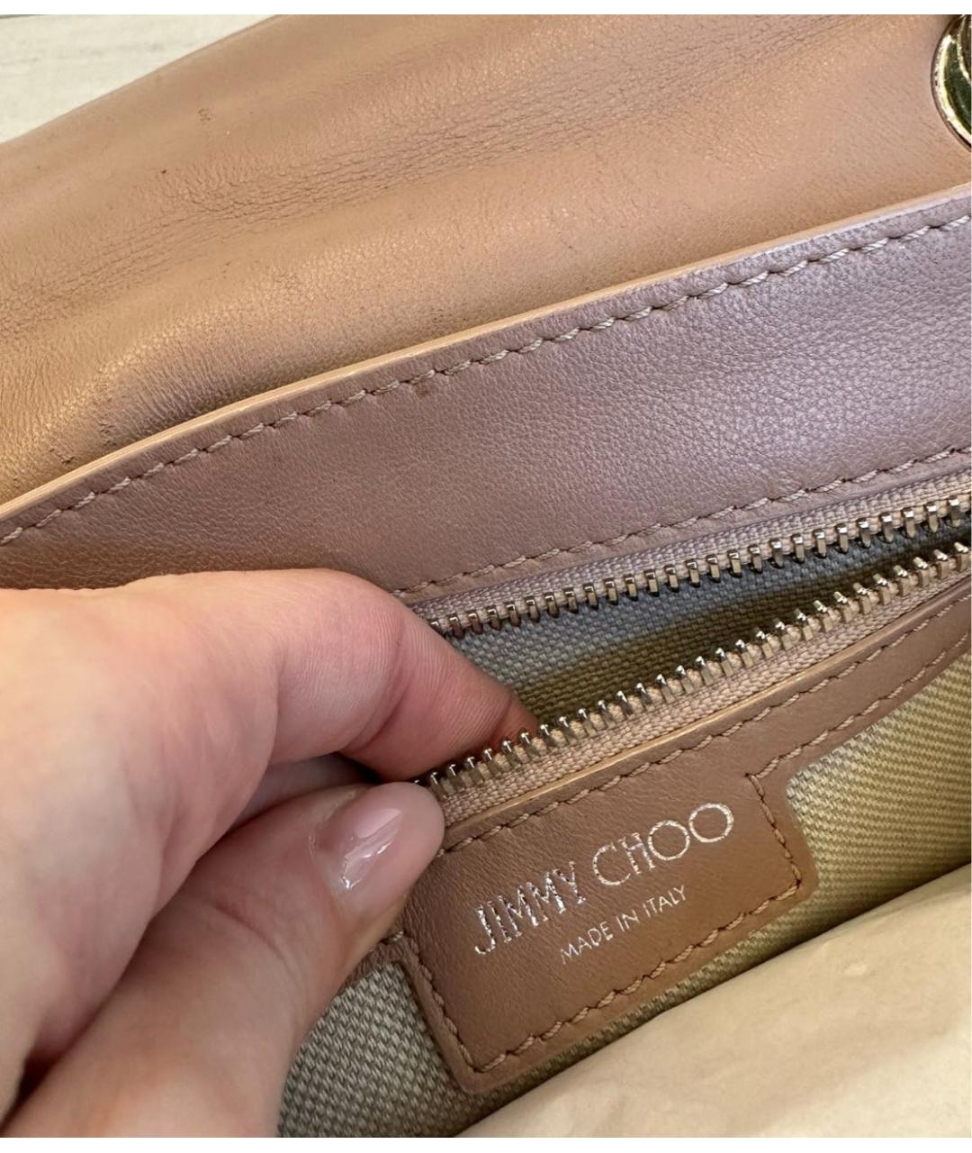 JIMMY CHOO Бежевая кожаная сумка тоут, фото 6