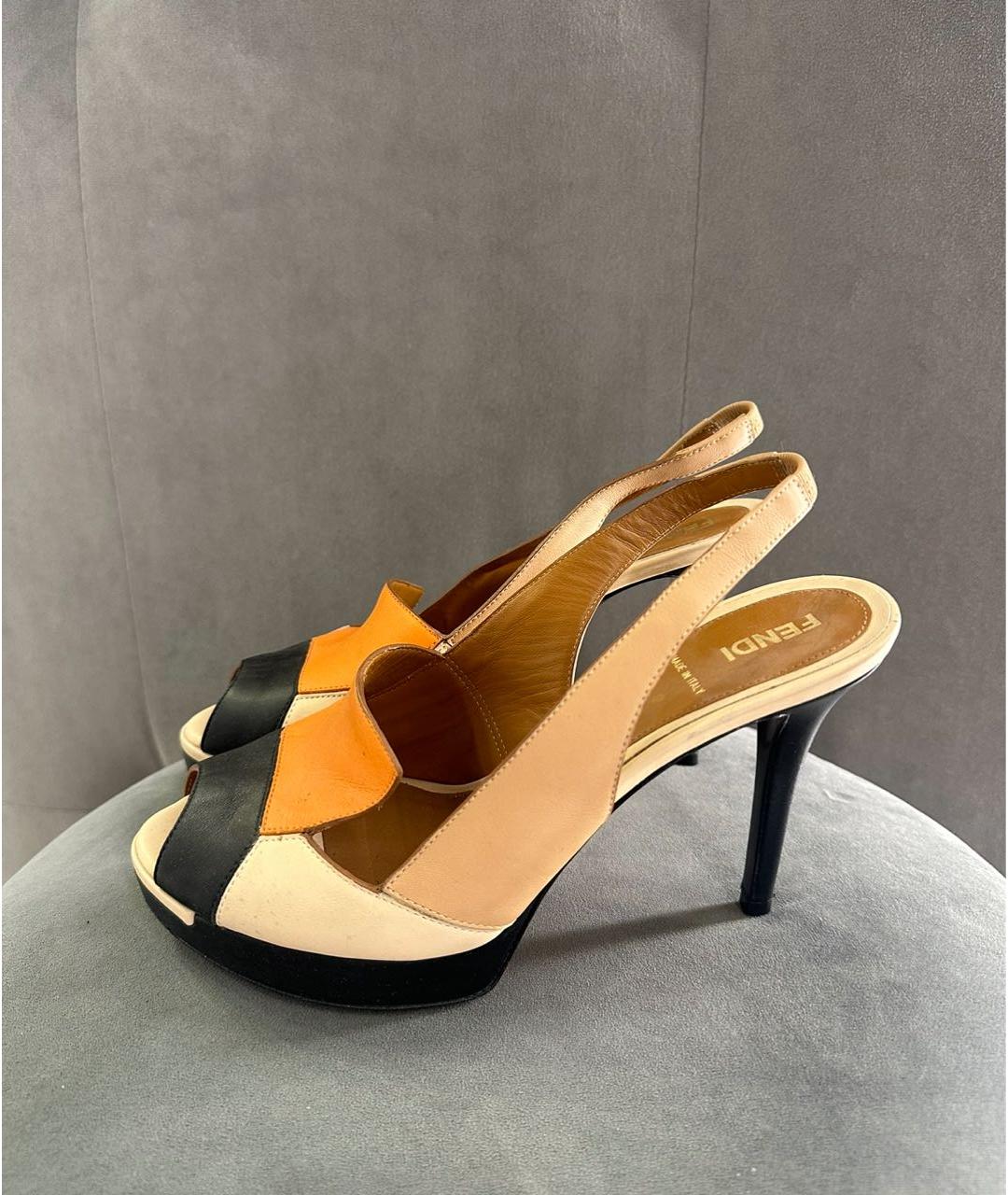 FENDI Мульти кожаные босоножки, фото 6