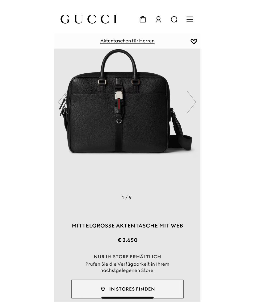 GUCCI Черный кожаный портфель, фото 8