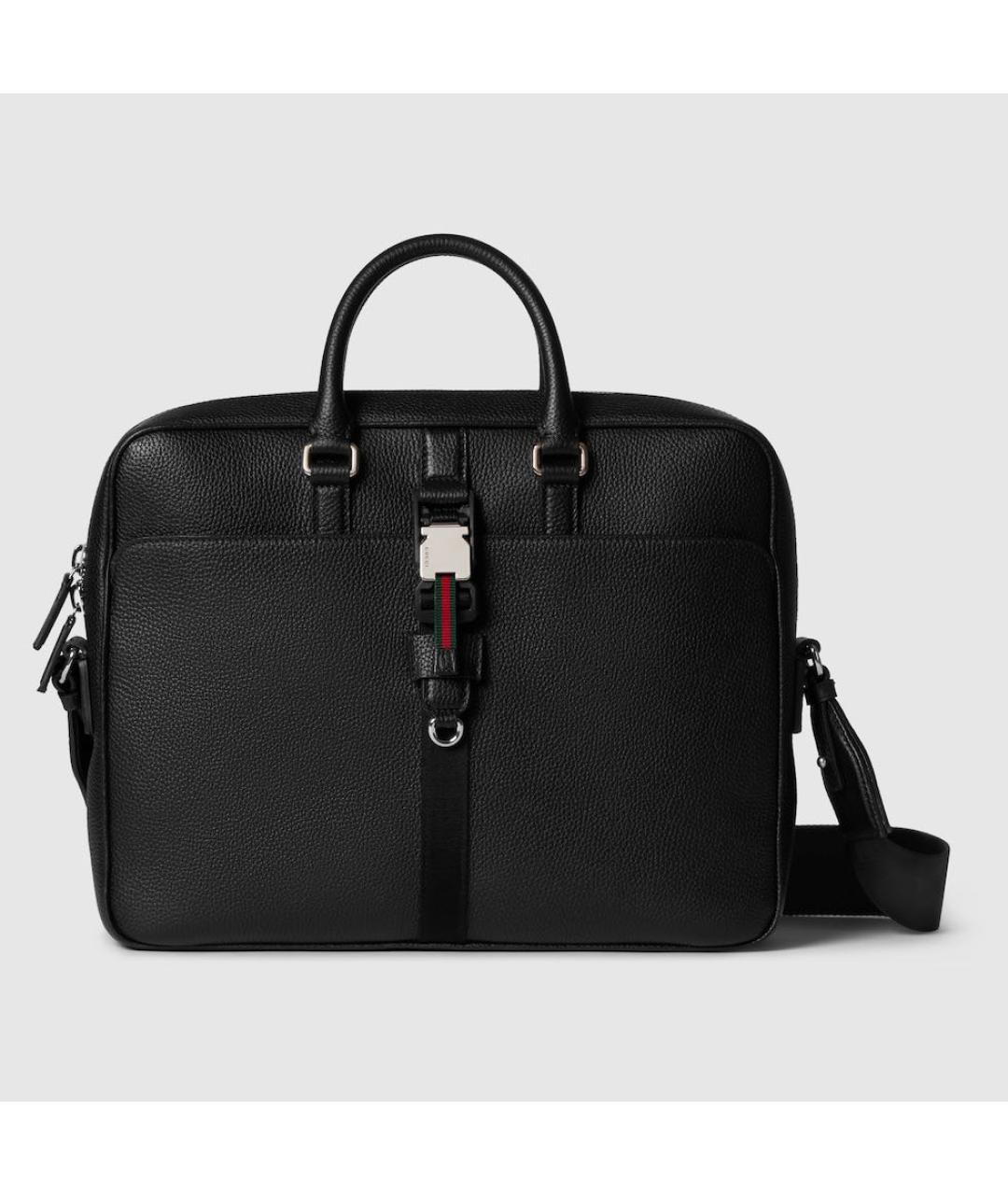 GUCCI Черный кожаный портфель, фото 9