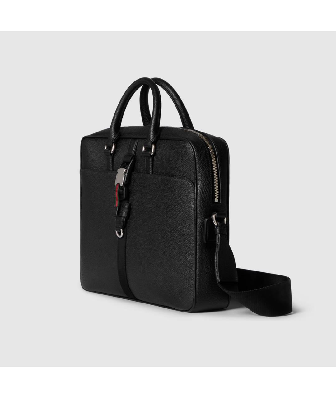 GUCCI Черный кожаный портфель, фото 2