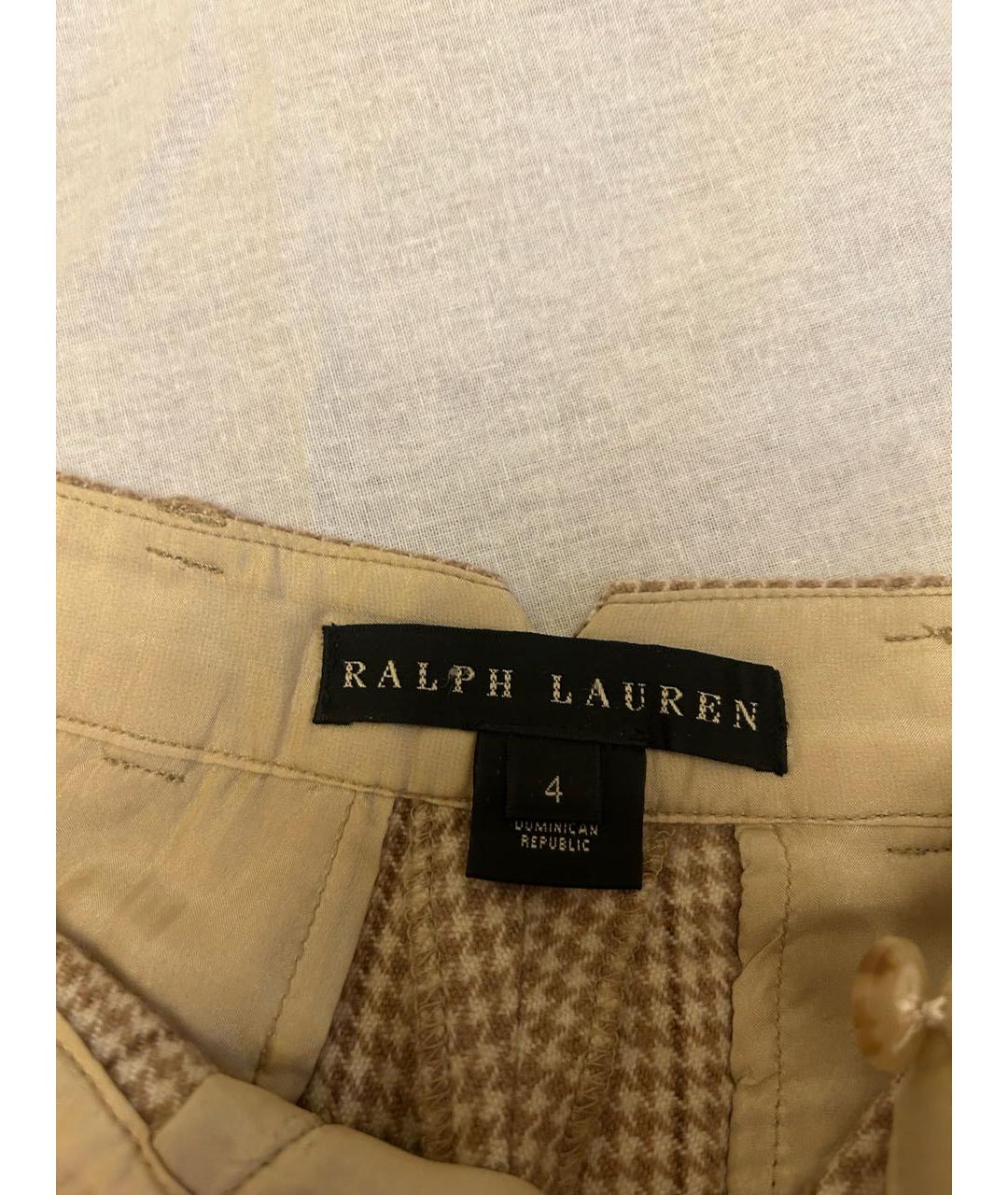 RALPH LAUREN Бежевые хлопко-эластановые брюки широкие, фото 3