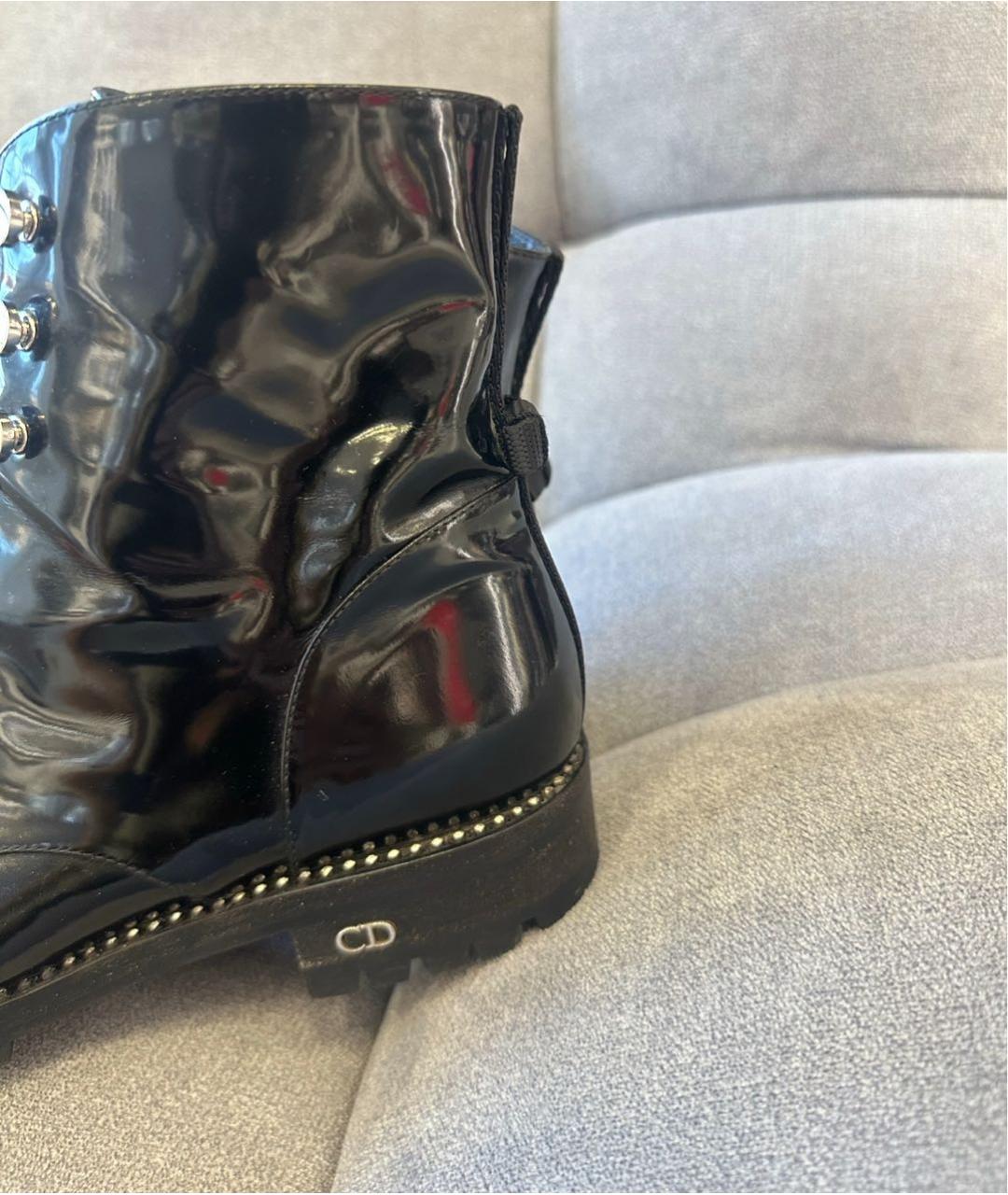 CHRISTIAN DIOR Черные ботинки из лакированной кожи, фото 2