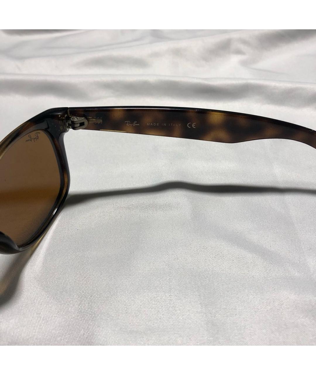 RAY BAN Коричневые пластиковые солнцезащитные очки, фото 7