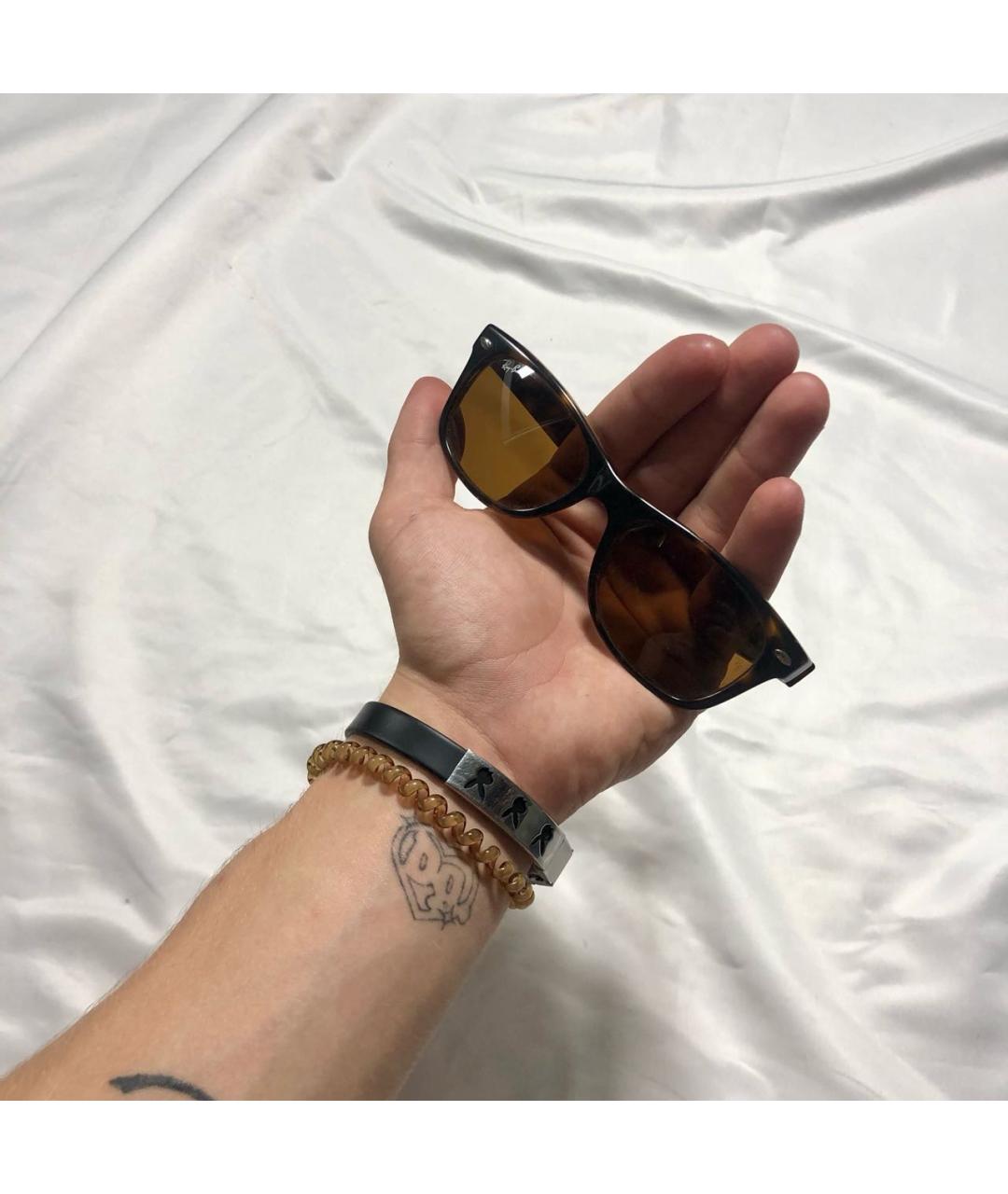 RAY BAN Коричневые пластиковые солнцезащитные очки, фото 5