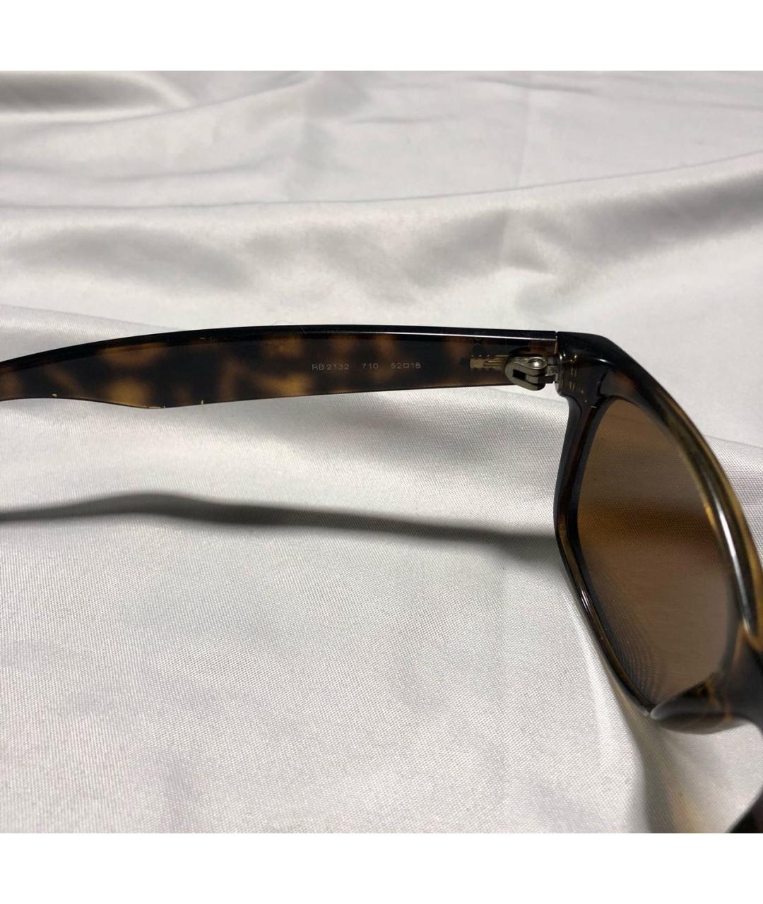RAY BAN Коричневые пластиковые солнцезащитные очки, фото 8