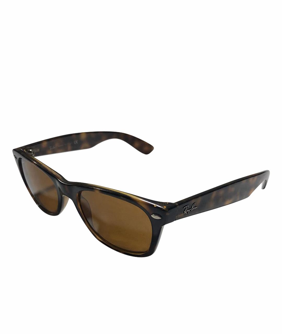 RAY BAN Коричневые пластиковые солнцезащитные очки, фото 1