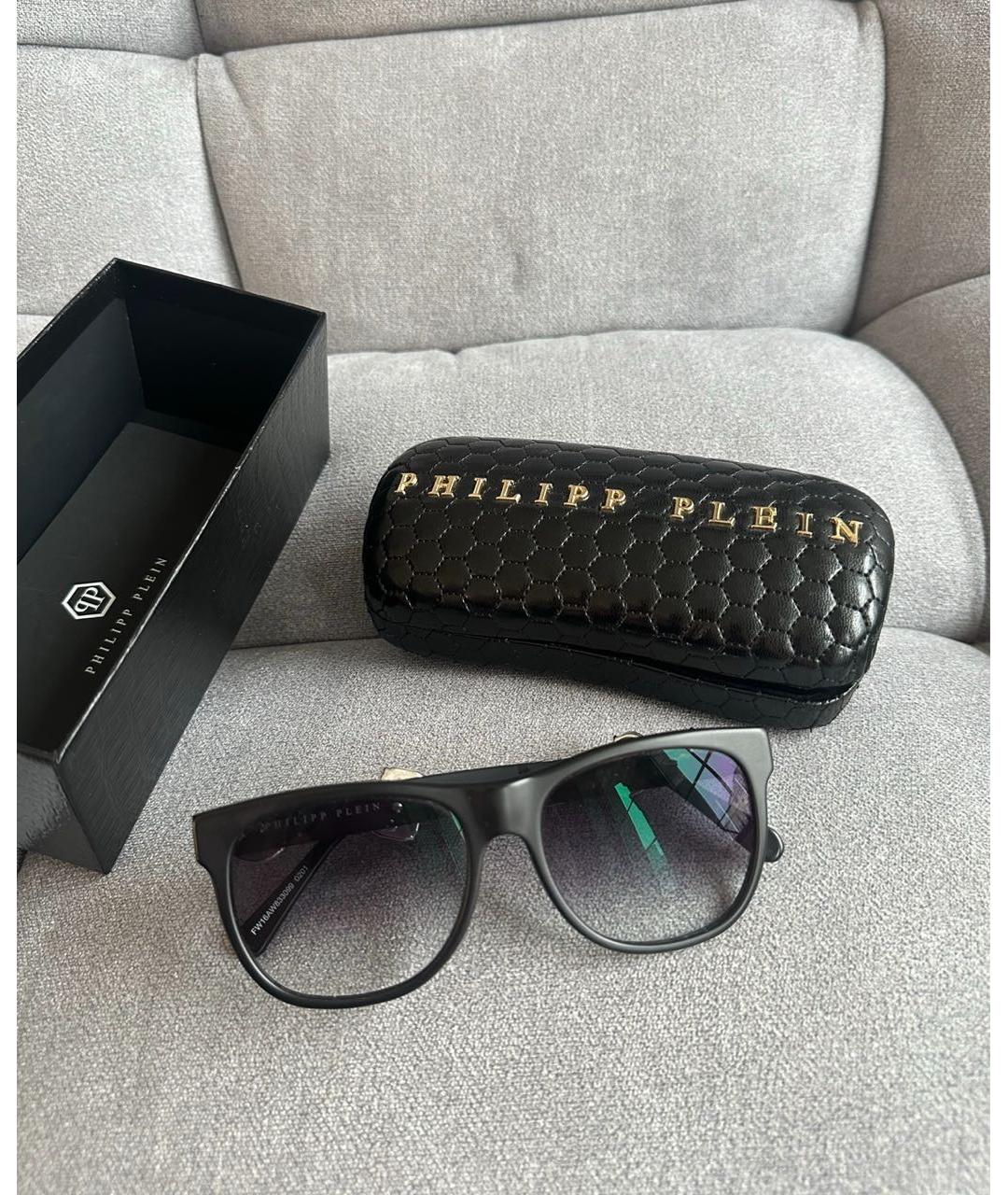PHILIPP PLEIN Черные пластиковые солнцезащитные очки, фото 2