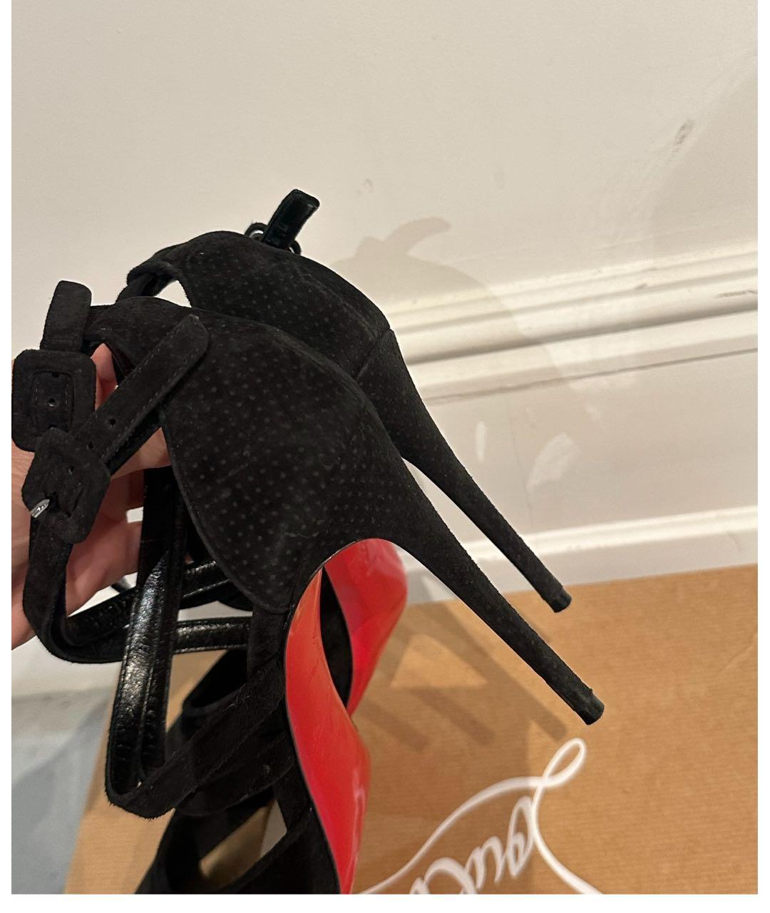 CHRISTIAN LOUBOUTIN Черные замшевые туфли, фото 3