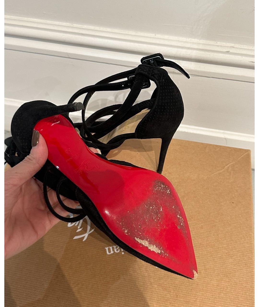 CHRISTIAN LOUBOUTIN Черные замшевые туфли, фото 4