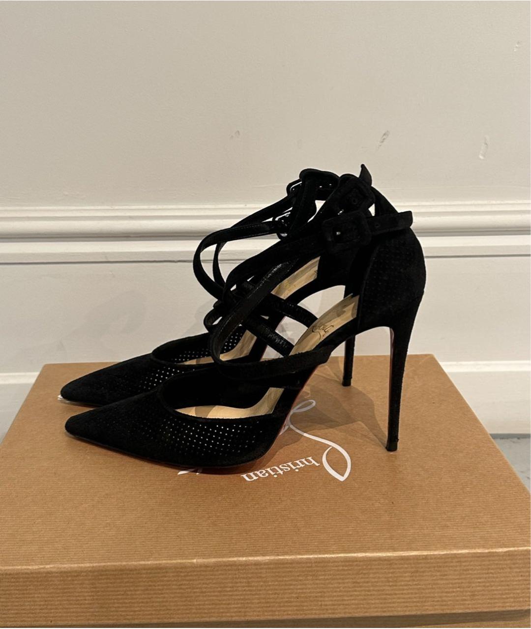 CHRISTIAN LOUBOUTIN Черные замшевые туфли, фото 7