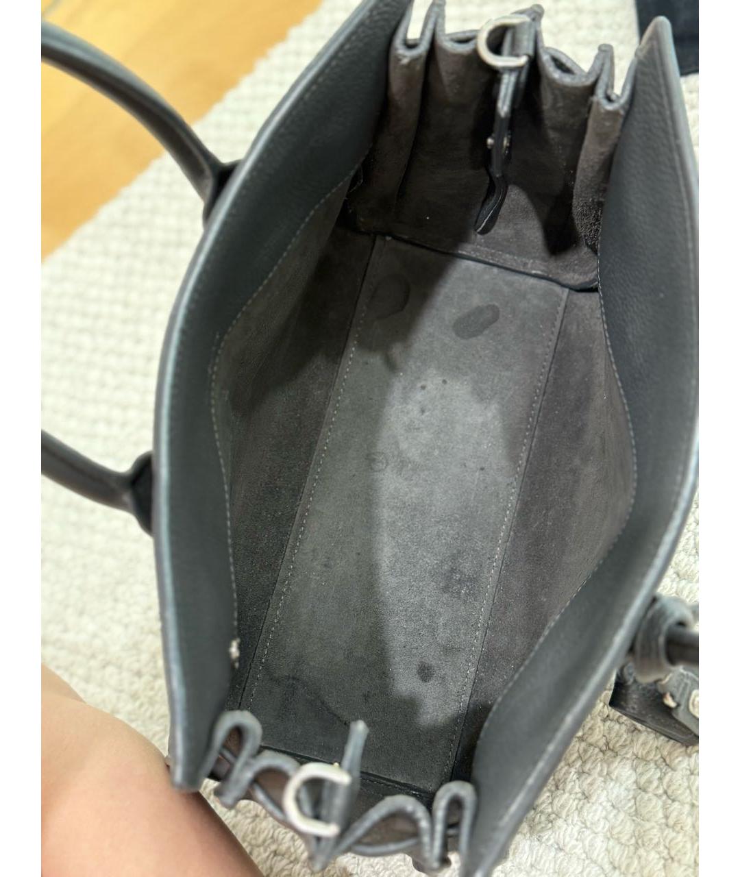 SAINT LAURENT Серая кожаная сумка тоут, фото 5
