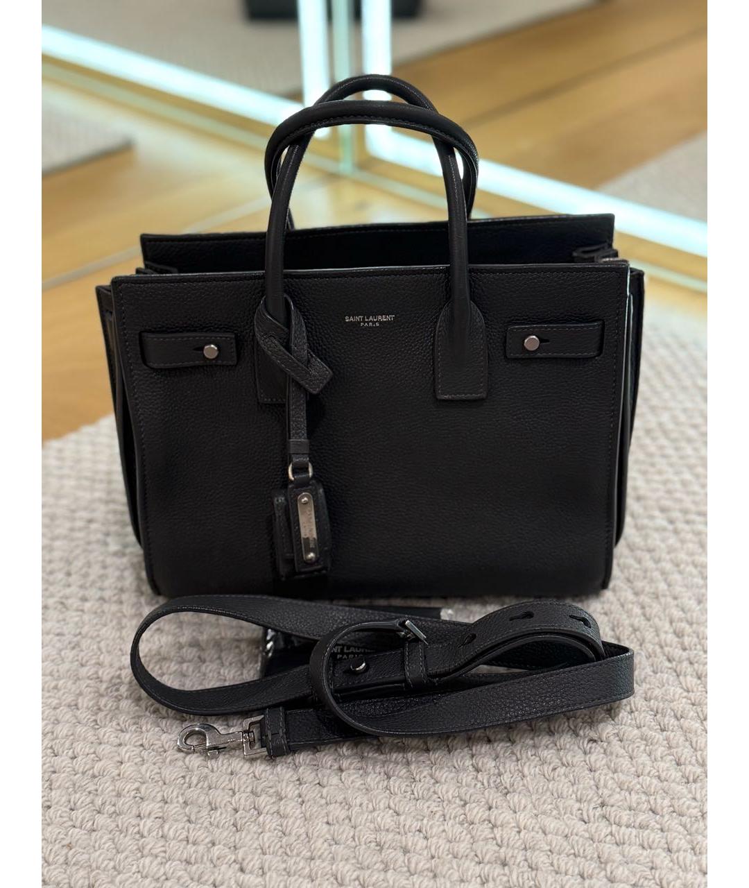 SAINT LAURENT Серая кожаная сумка тоут, фото 9