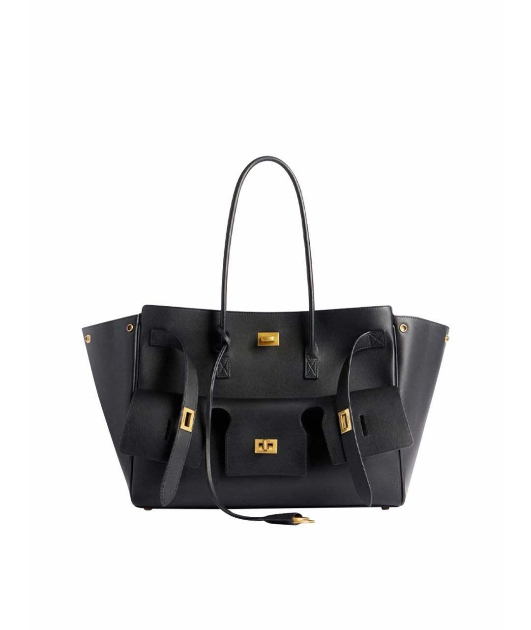 BALENCIAGA Черная кожаная сумка тоут, фото 1