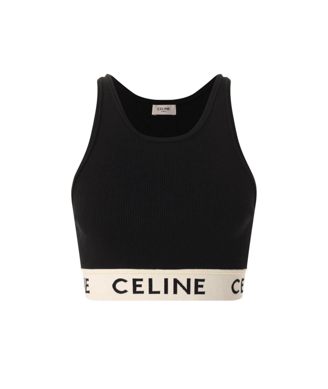 CELINE Черная хлопковая майка, фото 1