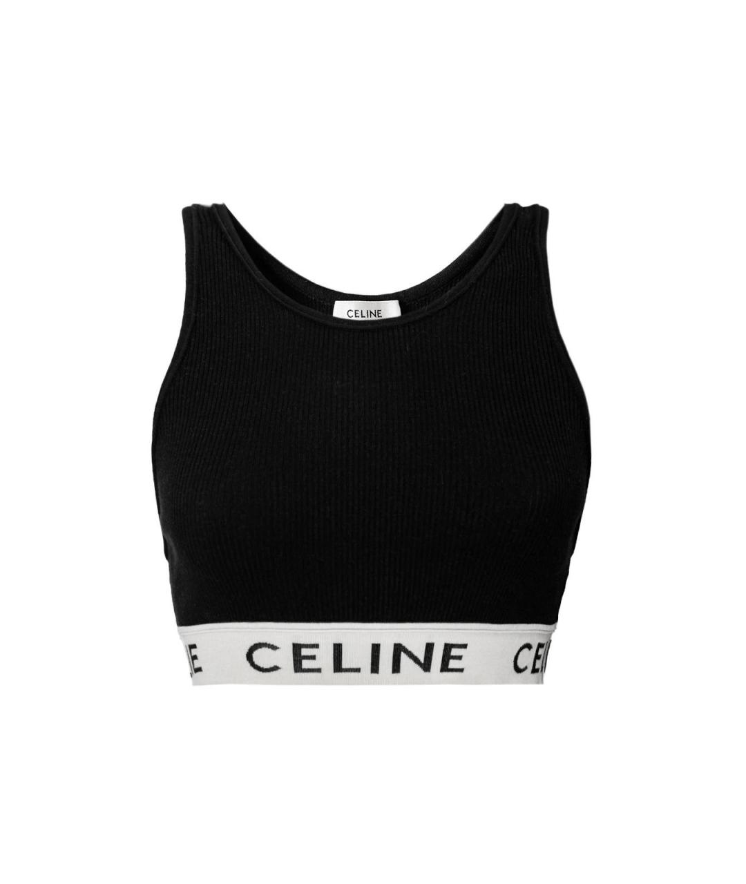 CELINE Черная хлопковая майка, фото 2