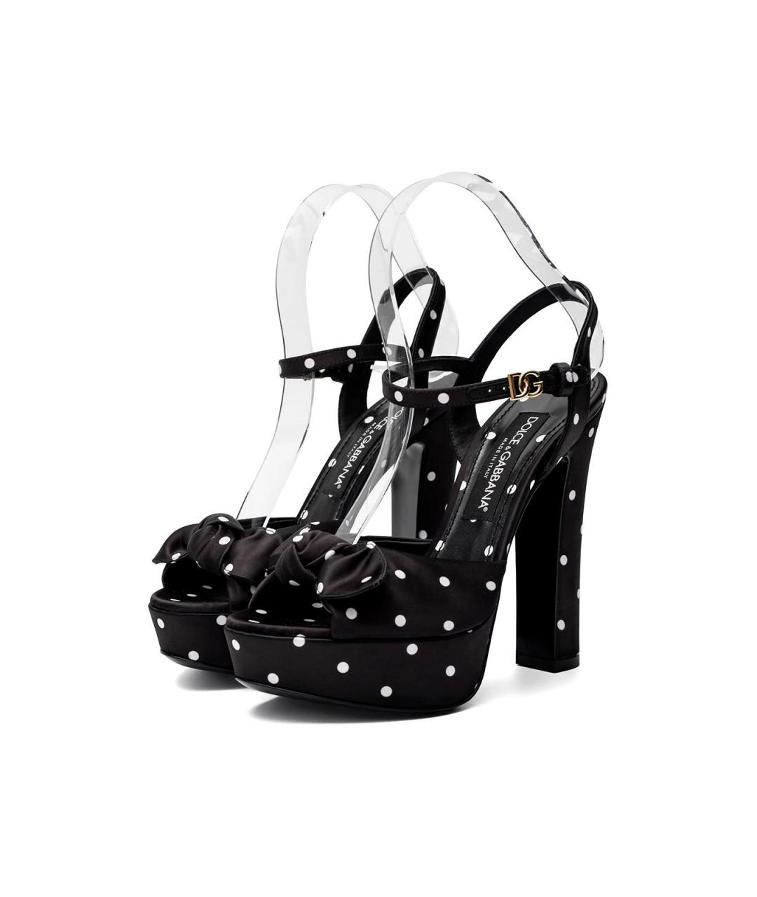 DOLCE&GABBANA Черные текстильные босоножки, фото 5