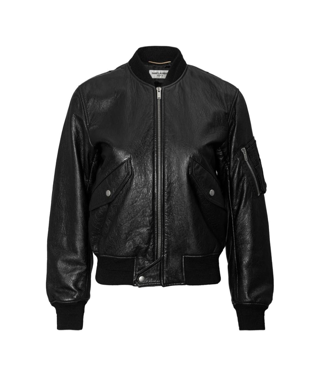 SAINT LAURENT Черная кожаная куртка, фото 1