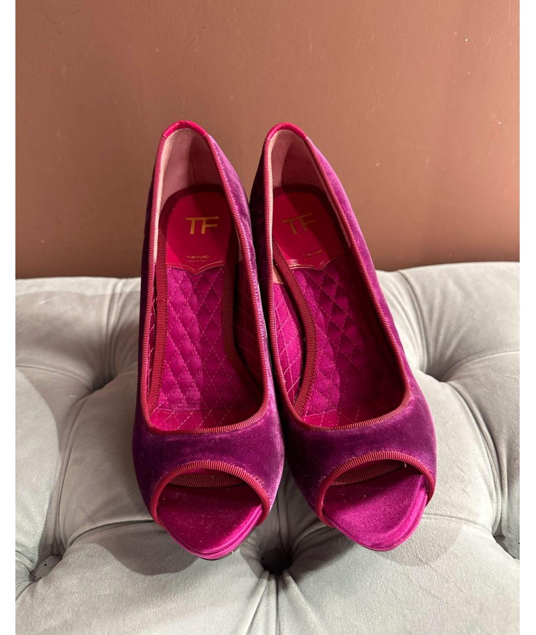 TOM FORD Фуксия бархатные туфли, фото 4