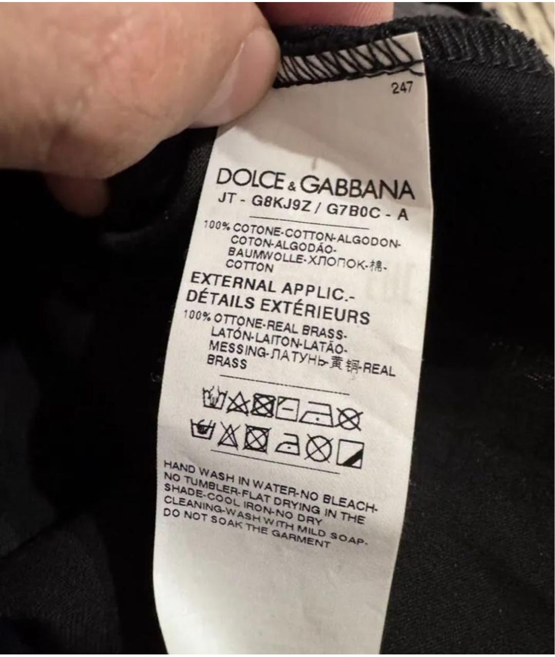 DOLCE&GABBANA Черная хлопковая футболка, фото 4