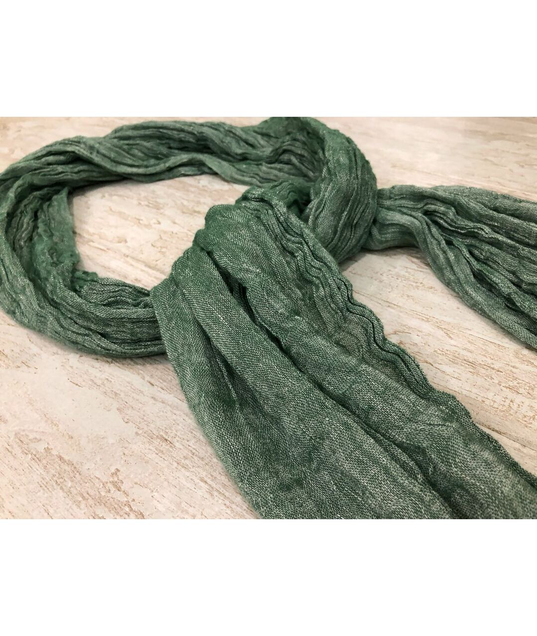 KITON Зеленый льняной шарф, фото 3