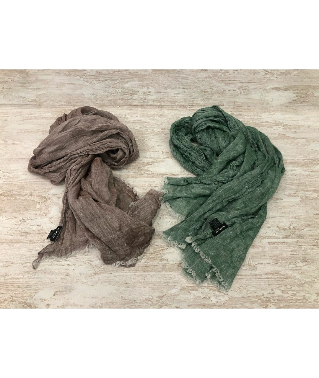 KITON Зеленый льняной шарф, фото 5