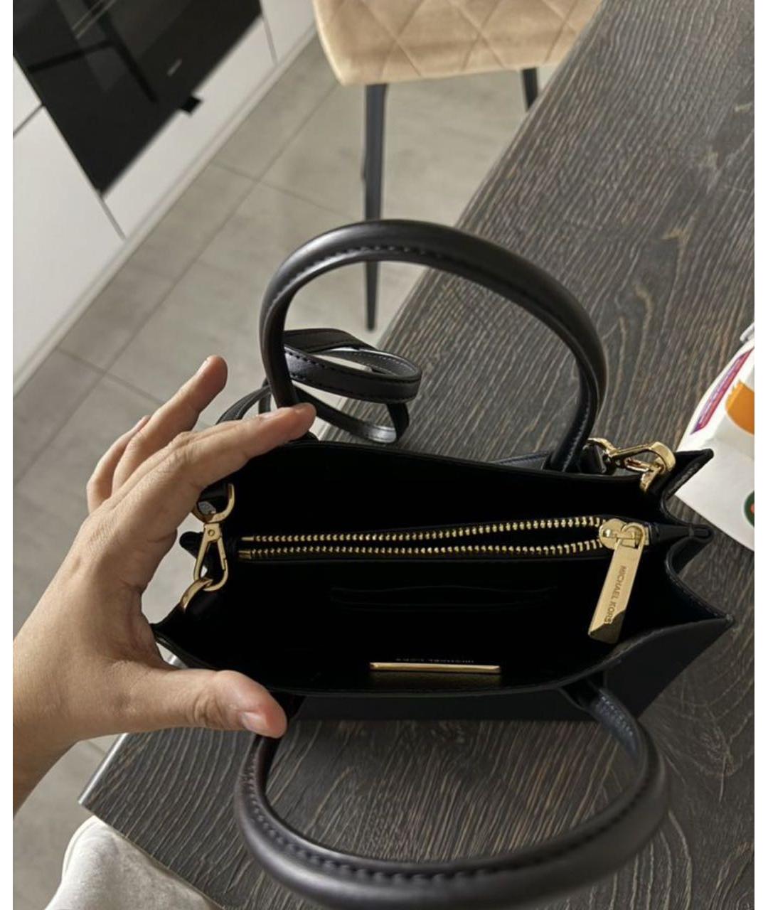 MICHAEL KORS Черная кожаная сумка с короткими ручками, фото 4