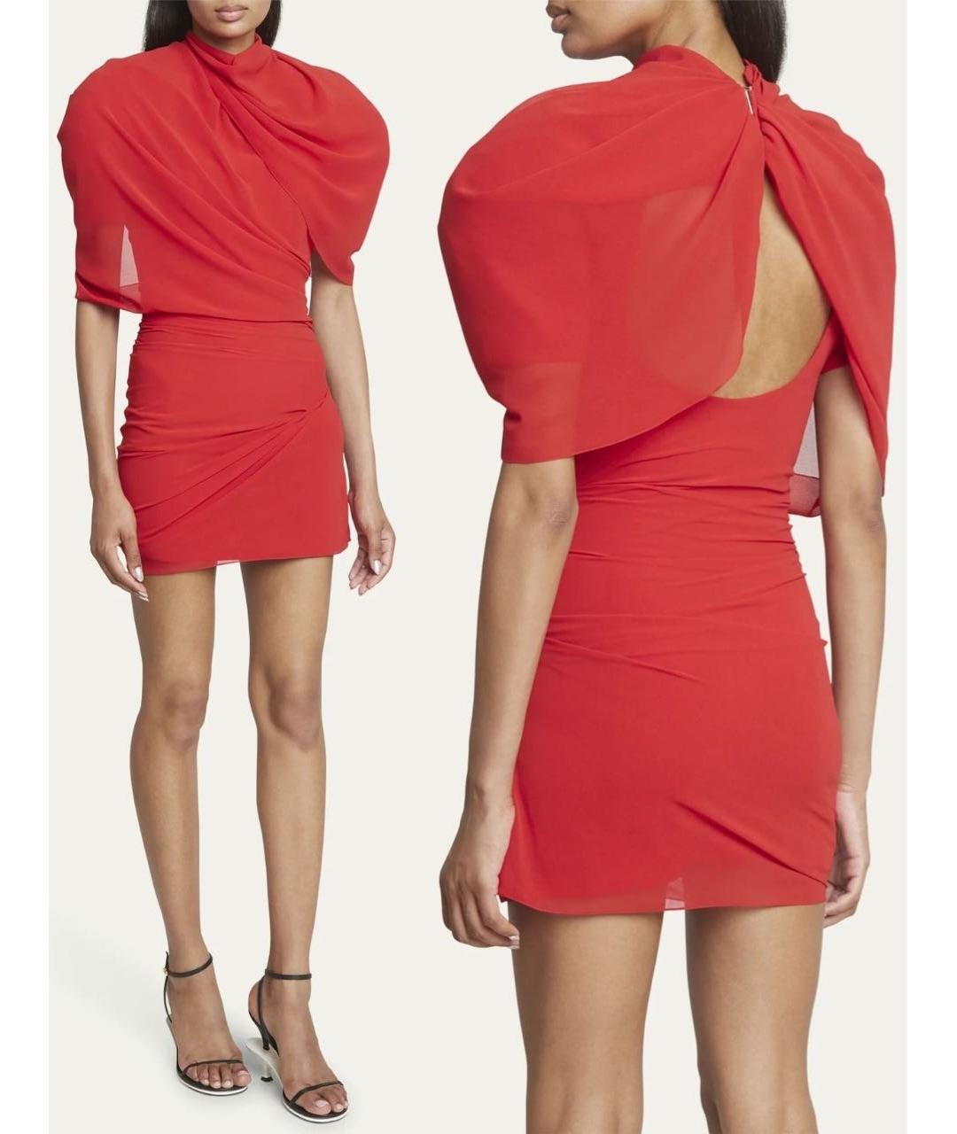 JACQUEMUS Красное полиэстеровое коктейльное платье, фото 5