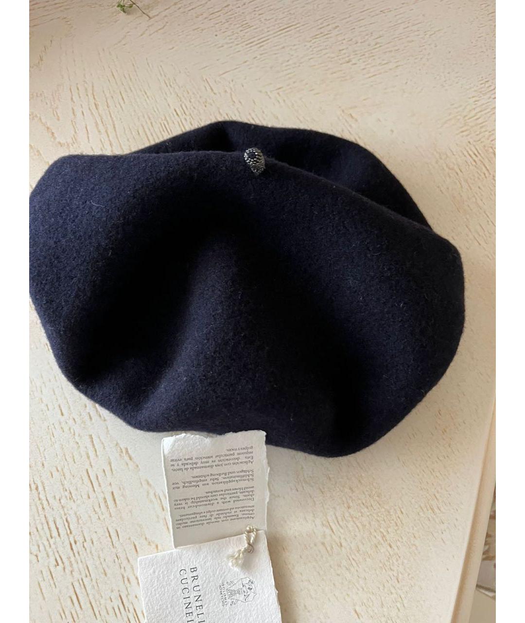 BRUNELLO CUCINELLI Темно-синяя шерстяная шапка, фото 3