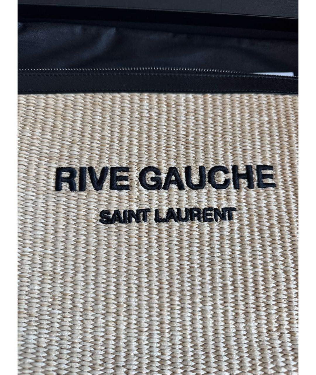 SAINT LAURENT Бежевая пелетеная пляжная сумка, фото 5