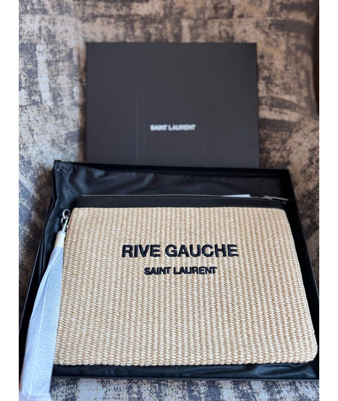 SAINT LAURENT Бежевая пелетеная пляжная сумка, фото 3