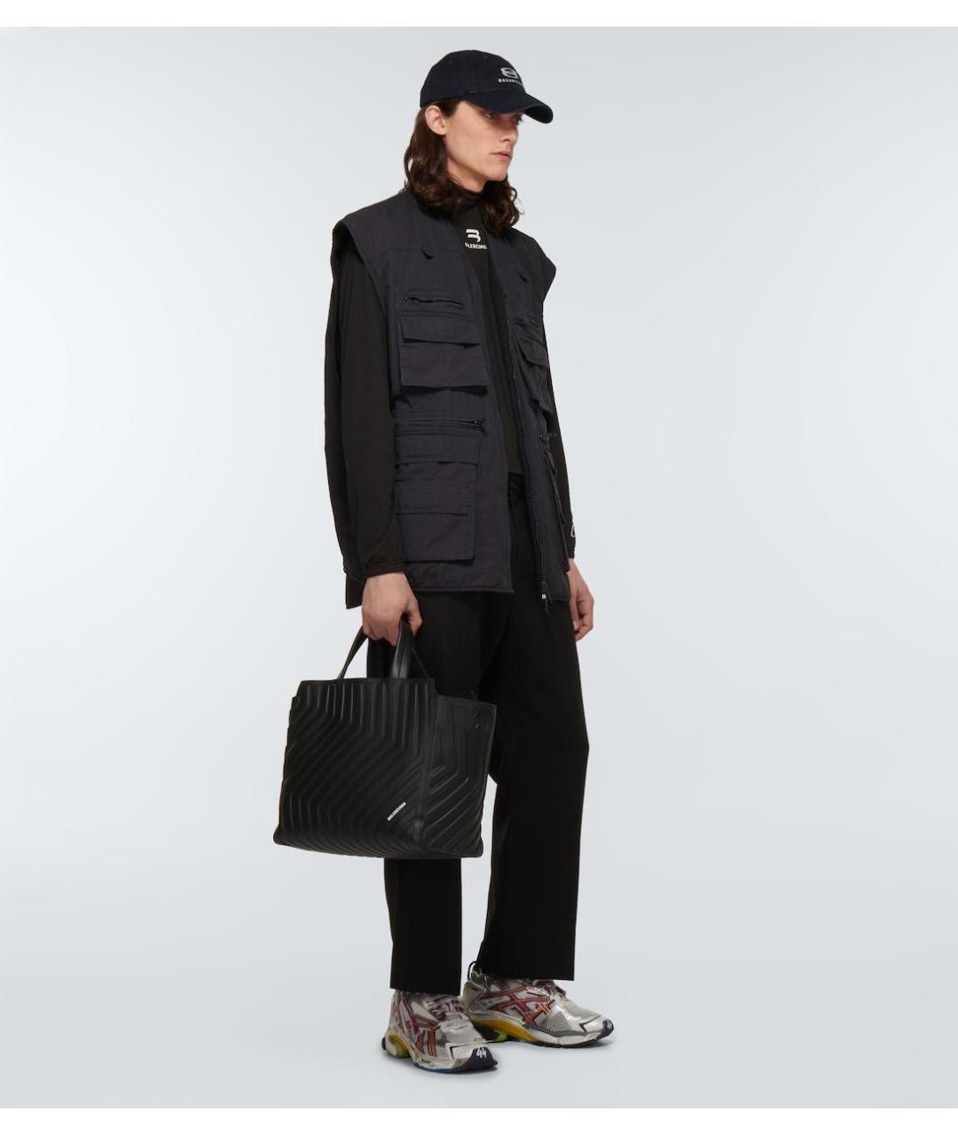 BALENCIAGA Черная кожаная сумка тоут, фото 2